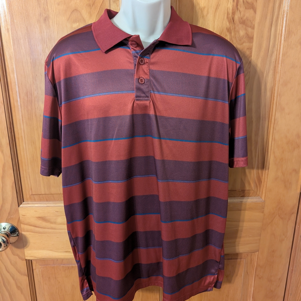 Bold Red and Blue Striped Polo Shirt